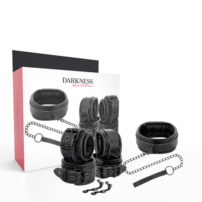 DARKNESS - MENOTTES ET COLLIER EN CUIR NOIR by DARKNESS