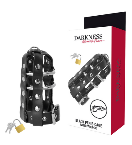 DARKNESS - CAGE DE CHASTETÉ EN CUIR AVEC SERRURE by DARKNESS BONDAGE