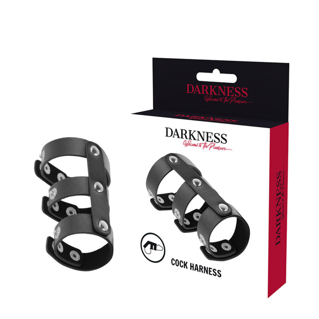 DARKNESS - DOUBLE ANNEAU DE PÉNIS ET TESTICULES EN CUIR RÉGLABLE by DARKNESS BONDAGE