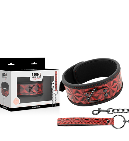 BEGME - COLLIER EN CUIR VÉGAN PREMIUM ÉDITION ROUGE AVEC DOUBLURE EN NÉOPRÈNE by BEGME RED EDITION