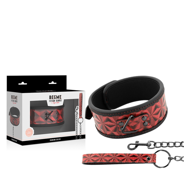 BEGME - COLLIER EN CUIR VÉGAN PREMIUM ÉDITION ROUGE AVEC DOUBLURE EN NÉOPRÈNE by BEGME RED EDITION