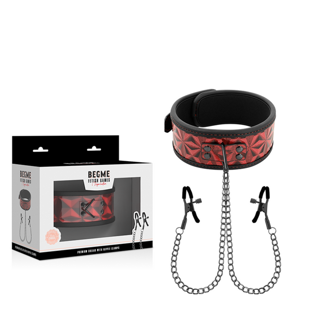 BEGME - COLLIER ÉDITION ROUGE AVEC PINCES TÉLÉMON AVEC DOUBLURE EN NÉOPRÈNE by BEGME RED EDITION