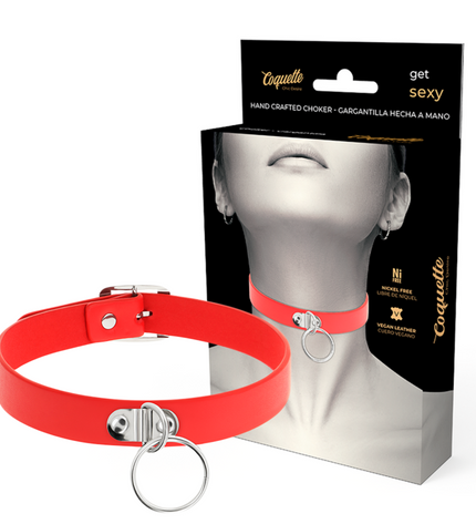 COQUETTE CHIC DESIRE - COLLIER CUIR VEGAN ROUGE FEMME ACCESSOIRE FÉTICHE by COQUETTE ACCESSORIES