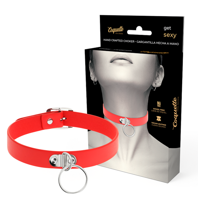 COQUETTE CHIC DESIRE - COLLIER CUIR VEGAN ROUGE FEMME ACCESSOIRE FÉTICHE by COQUETTE ACCESSORIES