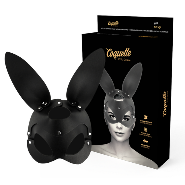 COQUETTE CHIC DESIRE - MASQUE EN CUIR VEGAN AVEC OREILLES DE LAPIN by COQUETTE ACCESSORIES