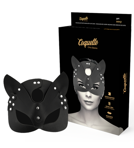 COQUETTE CHIC DESIRE - MASQUE EN CUIR VEGAN AVEC OREILLES DE CHAT by COQUETTE ACCESSORIES