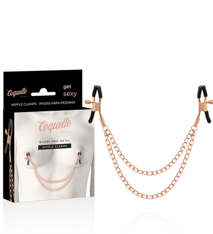 COQUETTE CHIC DESIRE - PINCES METELONS FANTAISIE EN MÉTAL AVEC CHAÎNE by COQUETTE FANTASY