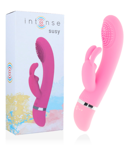 INTENSE - VIBRATEUR OSCILLANT SUSY SILICONE LAPIN ROSE - Concombre Boutique