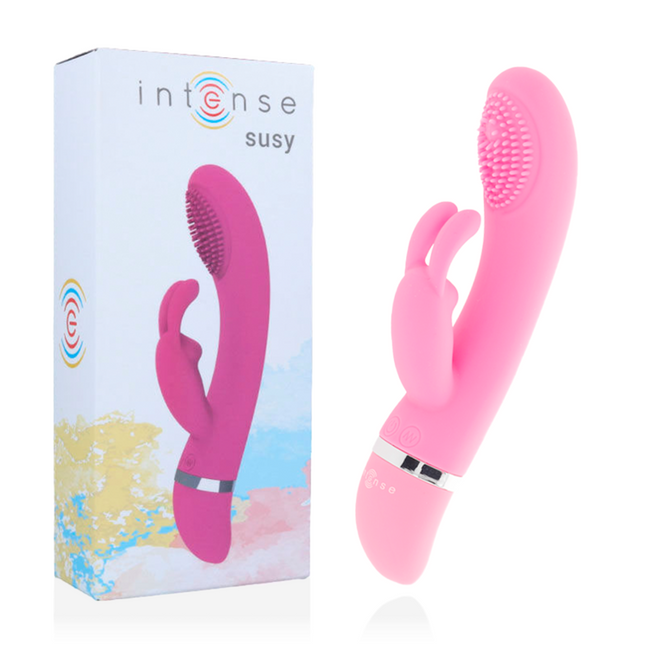 INTENSE - VIBRATEUR OSCILLANT SUSY SILICONE LAPIN ROSE - Concombre Boutique