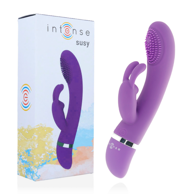 INTENSE - VIBRATEUR OSCILLANT SUSY SILICON RABBIT LILAS - Concombre Boutique