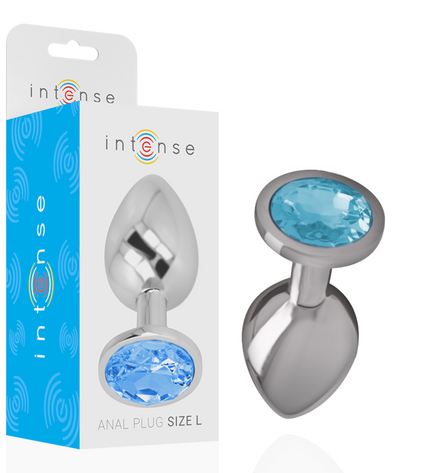 INTENSE - PLUG ANAL EN MÉTAL ALUMINIUM AVEC CRISTAL BLEU TAILLE L by INTENSE ANAL TOYS