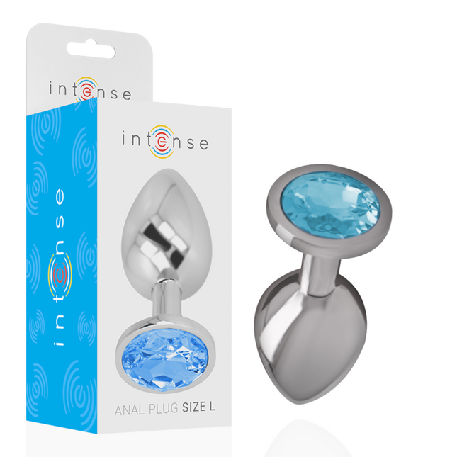 INTENSE - PLUG ANAL EN MÉTAL ALUMINIUM AVEC CRISTAL BLEU TAILLE L by INTENSE ANAL TOYS