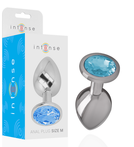 INTENSE - PLUG ANAL EN MÉTAL ALUMINIUM AVEC VERRE BLEU TAILLE M by INTENSE ANAL TOYS
