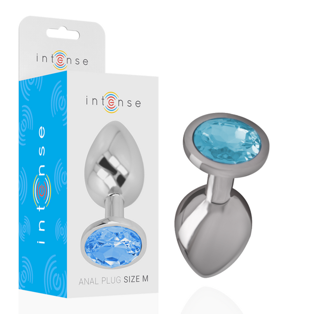 INTENSE - PLUG ANAL EN MÉTAL ALUMINIUM AVEC VERRE BLEU TAILLE M by INTENSE ANAL TOYS