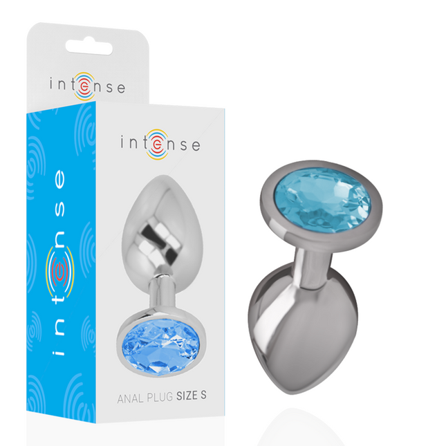 INTENSE - PLUG ANAL EN MÉTAL ALUMINIUM AVEC CRISTAL BLEU TAILLE S by INTENSE ANAL TOYS
