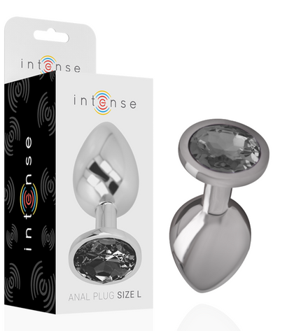 INTENSE - PLUG ANAL EN MÉTAL ALUMINIUM AVEC VERRE NOIR TAILLE L by INTENSE ANAL TOYS