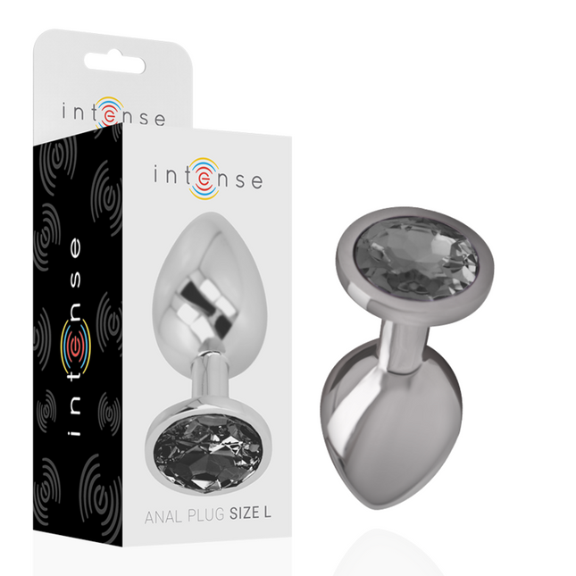 INTENSE - PLUG ANAL EN MÉTAL ALUMINIUM AVEC VERRE NOIR TAILLE L by INTENSE ANAL TOYS