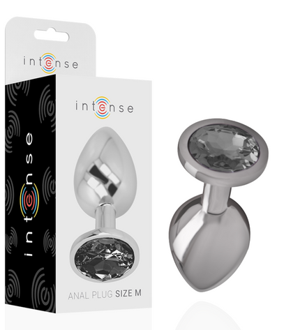 INTENSE - PLUG ANAL EN MÉTAL ALUMINIUM AVEC VERRE NOIR TAILLE M by INTENSE ANAL TOYS