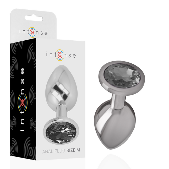 INTENSE - PLUG ANAL EN MÉTAL ALUMINIUM AVEC VERRE NOIR TAILLE M by INTENSE ANAL TOYS