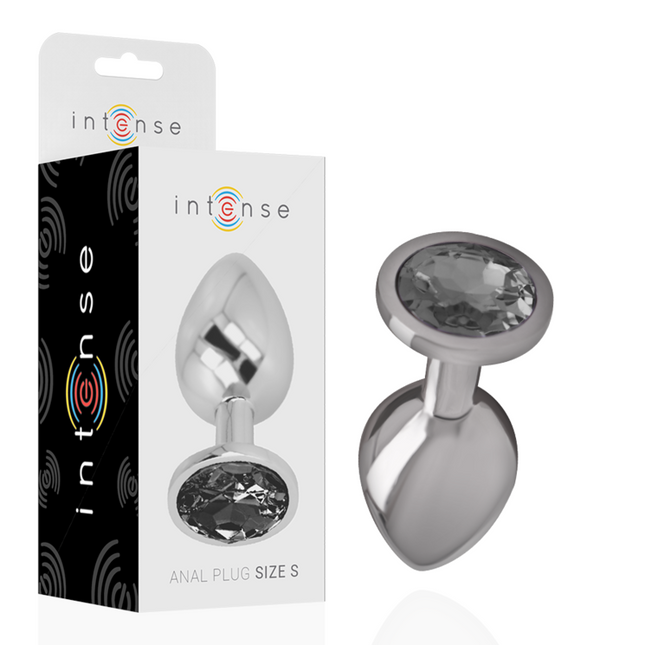 INTENSE - PLUG ANAL EN MÉTAL ALUMINIUM AVEC CRISTAL NOIR TAILLE S by INTENSE ANAL TOYS