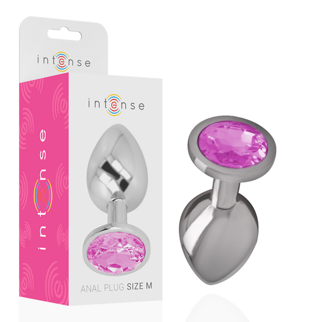 INTENSE - PLUG ANAL EN MÉTAL ALUMINIUM AVEC CRISTAL ROSE TAILLE M by INTENSE ANAL TOYS