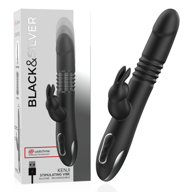 BLACK&SILVER - KENJI VIBROMASSEUR RABBIT UP & DOWN + TÉLÉCOMMANDE WATCHME by BLACK&SILVER