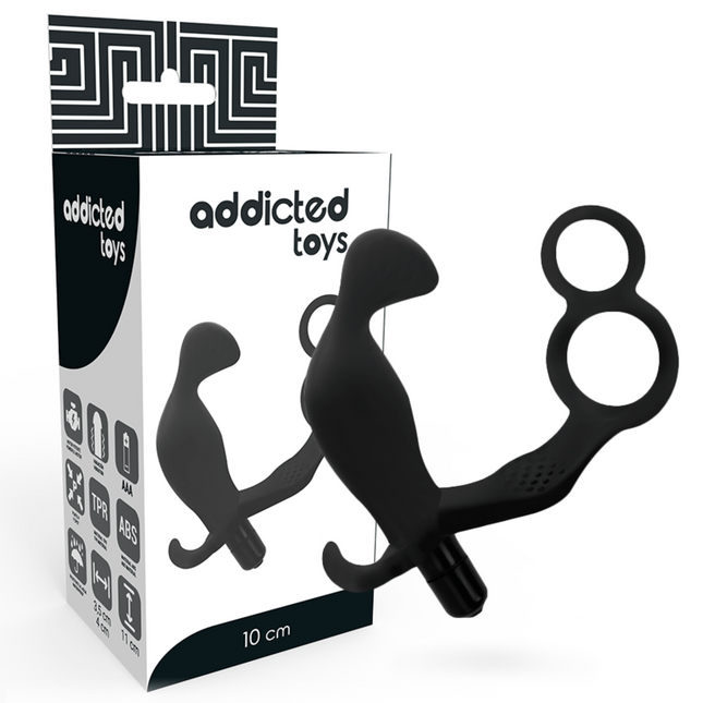 ADDICTED TOYS - PLUG ANAL AVEC DOUBLE ANNEAU PÉNIS ET TESTICULES NOIR by ADDICTED TOYS