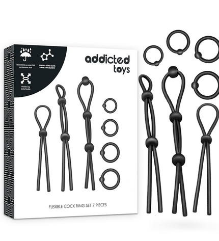 ADDICTED TOYS - ENSEMBLE DANNEAU PÉNIAL FLEXIBLE EN SILICONE 7 PIÈCES by ADDICTED TOYS