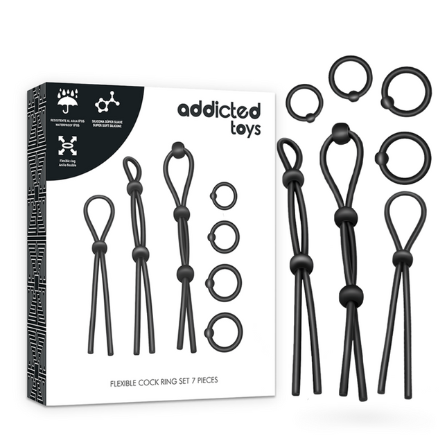 ADDICTED TOYS - ENSEMBLE DANNEAU PÉNIAL FLEXIBLE EN SILICONE 7 PIÈCES by ADDICTED TOYS