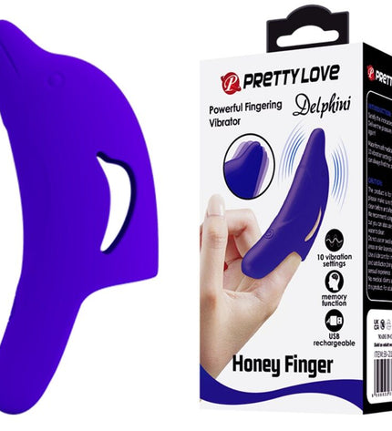 PRETTY LOVE - PUISSANT STIMULATEUR DE DOIGTS BLEU FONCÉ DELPHINI by PRETTY LOVE