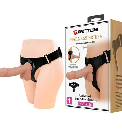PRETTY LOVE - SLIP HARNAIS HARNAIS UNIVERSEL AVEC GODE JERRY 21,8 CM NATUREL by PRETTY LOVE
