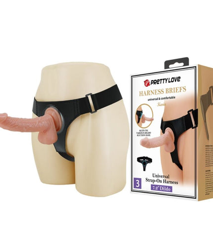 PRETTY LOVE - SLIP HARNAIS HARNAIS UNIVERSEL AVEC GODE KEVIN 19 CM NATUREL by PRETTY LOVE