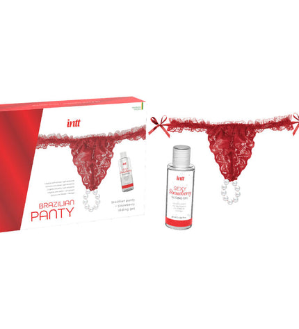 INTT RELEASES - CULOTTE ROUGE BRÉSILIENNE AVEC PERLES ET GEL LUBRIFIANT 50 ML by INTT RELEASES
