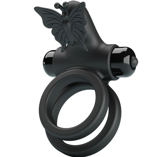 PRETTY LOVE - DOUBLE ANNEAU VIBRANT AVEC STIMULATEUR NOIR by PRETTY LOVE MALE