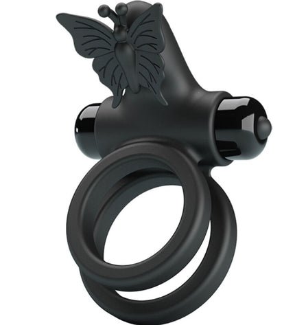 PRETTY LOVE - DOUBLE ANNEAU VIBRANT AVEC STIMULATEUR NOIR by PRETTY LOVE MALE