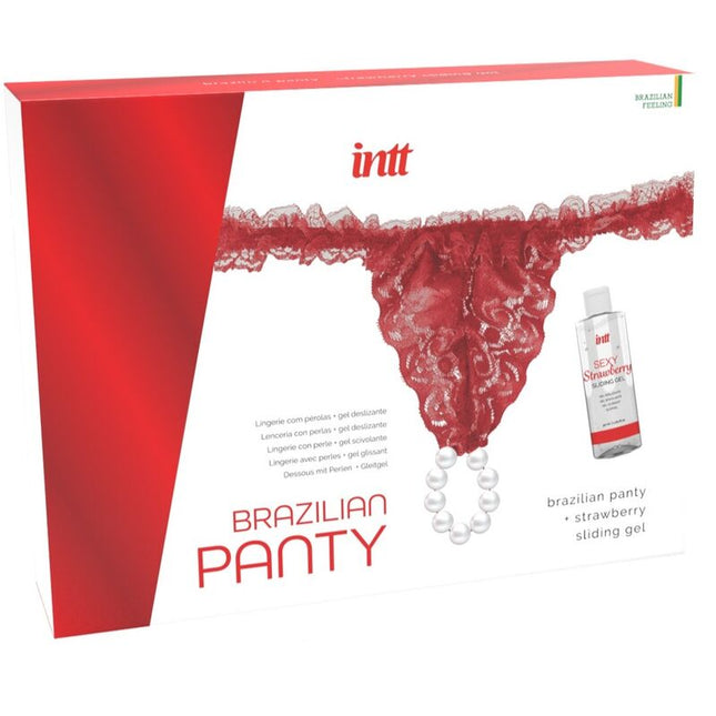 INTT RELEASES - CULOTTE ROUGE BRÉSILIENNE AVEC PERLES ET GEL LUBRIFIANT 50 ML by INTT RELEASES