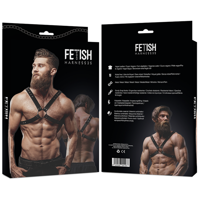 FETISH SUBMISSIVE ATTITUDE - HARNAIS EN CUIR ÉCOLOGIQUE POUR HOMMES AVEC POITRINE CROISÉE by FETISH SUBMISSIVE ATTITUDE