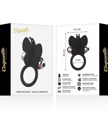 COQUETTE CHIC DESIRE - COCKRING PAPILLON AVEC VIBRATEUR NOIR/ OR by COQUETTE TOYS