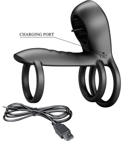 PRETTY LOVE - GAINE PÉNIS JAMMY 12 VIBRATIONS AVEC LANGUE EN SILICONE RECHARGEABLE by PRETTY LOVE MALE