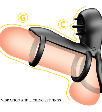 PRETTY LOVE - GAINE PÉNIS JAMMY 12 VIBRATIONS AVEC LANGUE EN SILICONE RECHARGEABLE by PRETTY LOVE MALE