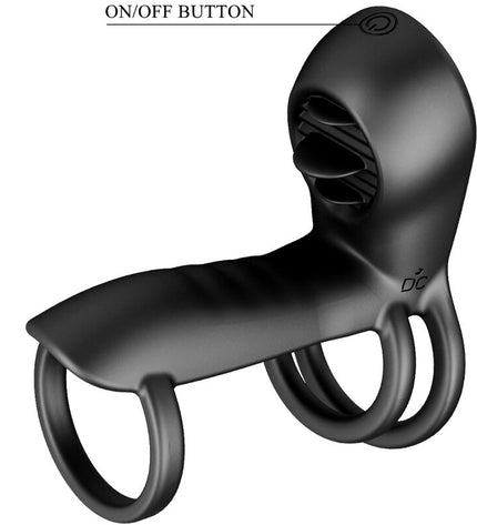 PRETTY LOVE - GAINE PÉNIS JAMMY 12 VIBRATIONS AVEC LANGUE EN SILICONE RECHARGEABLE by PRETTY LOVE MALE
