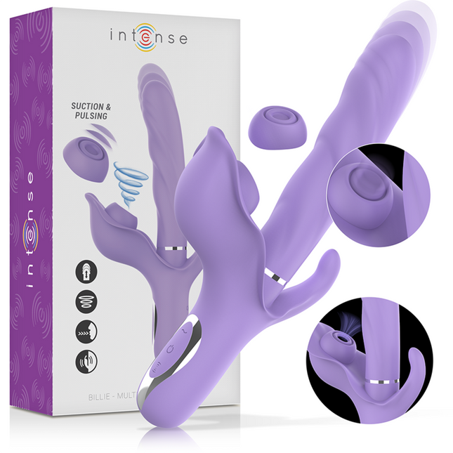 INTENSE - BILLIE VIBRATEUR À ASPIRATION RECHARGEABLE MULTIFONCTIONNEL AVEC BOUTON POUSSOIR VIOLET by INTENSE HIGH TECH