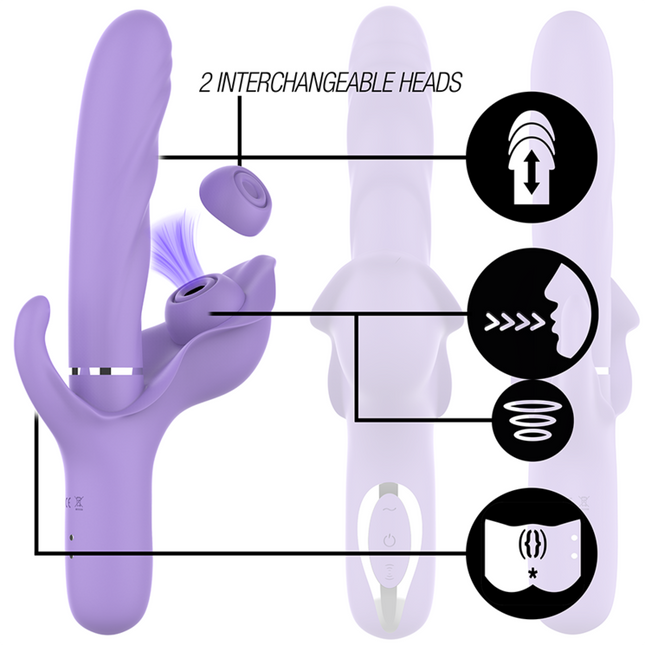 INTENSE - BILLIE VIBRATEUR À ASPIRATION RECHARGEABLE MULTIFONCTIONNEL AVEC BOUTON POUSSOIR VIOLET by INTENSE HIGH TECH