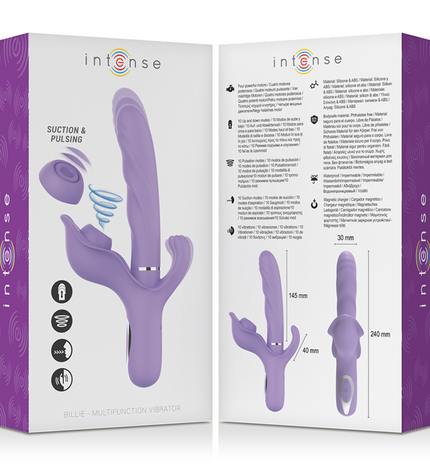 INTENSE - BILLIE VIBRATEUR À ASPIRATION RECHARGEABLE MULTIFONCTIONNEL AVEC BOUTON POUSSOIR VIOLET by INTENSE HIGH TECH