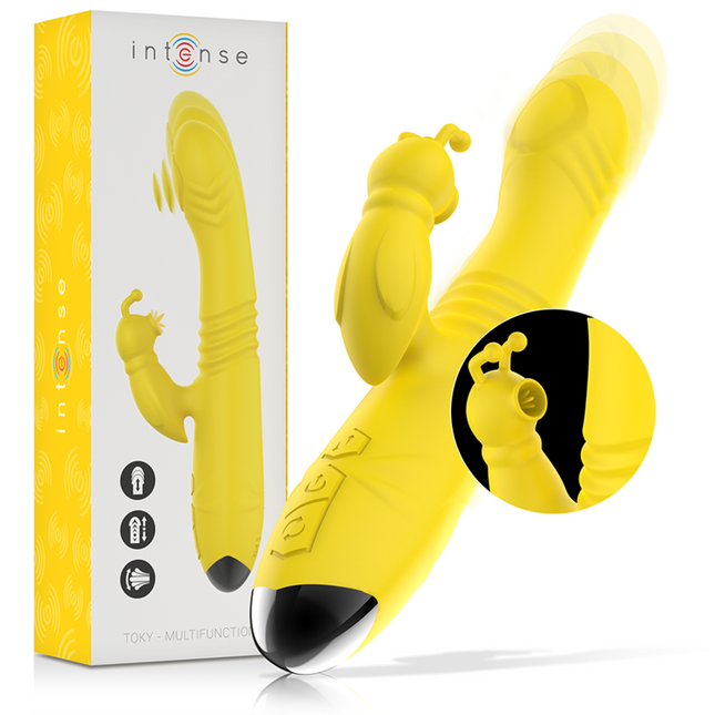 INTENSE - VIBRATEUR MULTIFONCTION TOKY UP & DOWN AVEC STIMULATEUR CLITORAL JAUNE by INTENSE HIGH TECH