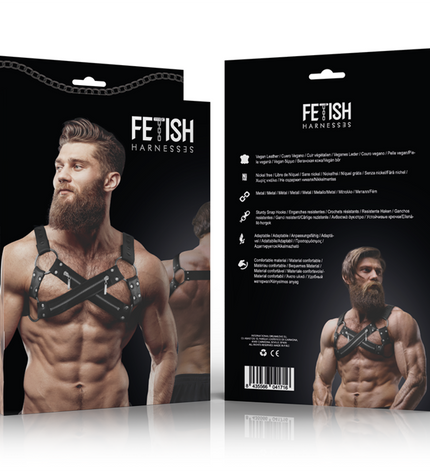FETISH SUBMISSIVE ATTITUDE - HARNAIS DE POITRINE CROISÉ EN NÉOPRÈNE RÉGLABLE AVEC FERMETURES GLISSIÈRE POUR HOMMES by FETISH SUBMISSIVE ATTITUDE