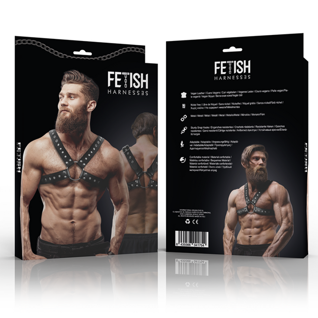 FETISH SUBMISSIVE ATTITUDE - HARNAIS DE POITRINE CROISÉ EN ÉCO-CUIR POUR HOMMES AVEC CLOUS by FETISH SUBMISSIVE ATTITUDE