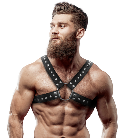 FETISH SUBMISSIVE ATTITUDE - HARNAIS DE POITRINE CROISÉ EN ÉCO-CUIR POUR HOMMES AVEC CLOUS by FETISH SUBMISSIVE ATTITUDE