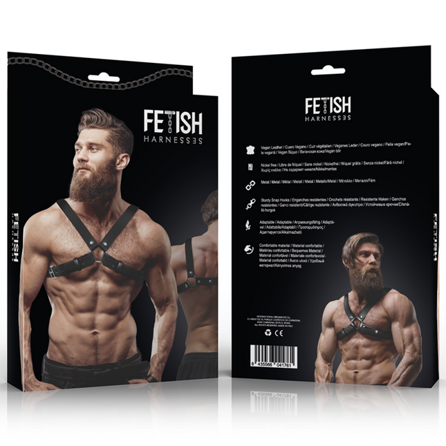 FETISH SUBMISSIVE ATTITUDE - HARNAIS DE POITRINE RÉGLABLE EN ÉCO-CUIR POUR HOMMES AVEC CROIX BULLDOG by FETISH SUBMISSIVE ATTITUDE