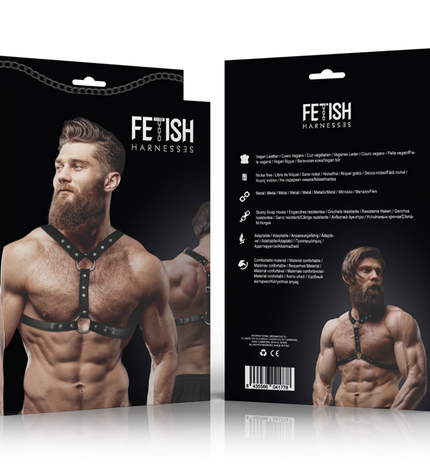 FETISH SUBMISSIVE ATTITUDE - HARNAIS DE POITRINE EN ÉCO-CUIR AVEC DOUBLE SUPPORT ET CLOUS POUR HOMMES by FETISH SUBMISSIVE ATTITUDE